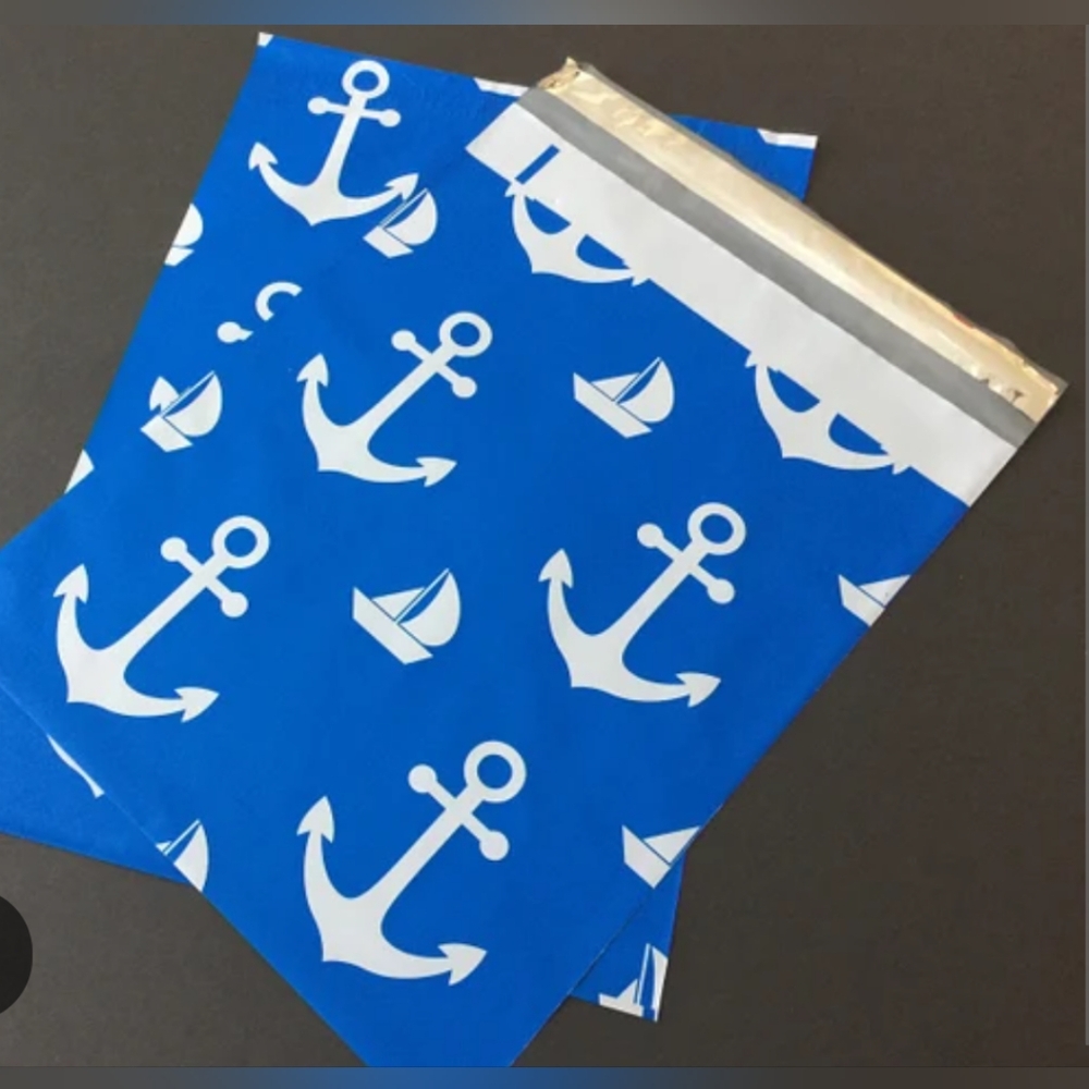 Nautical Blue Anchor and Sailboat Print Polymailers - Picture 3 of 3